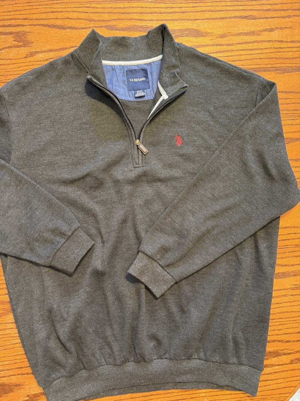 US Polo Assn Men's Charcoal Grey Quarter Zip Sweater Size Size 2XLT